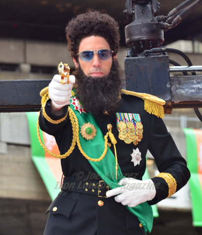 Sacha Baron Cohen dressed as his character from The Dictator in Cannes Film Festival © Joe Alvarez