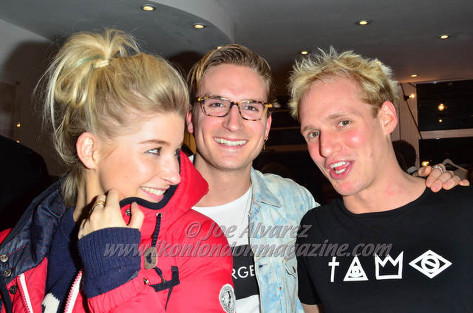 Phoebe-Lettice Thompson, Oliver Proudlock and Jaime Laing at Serge DeNimes Party © Joe Alvarez