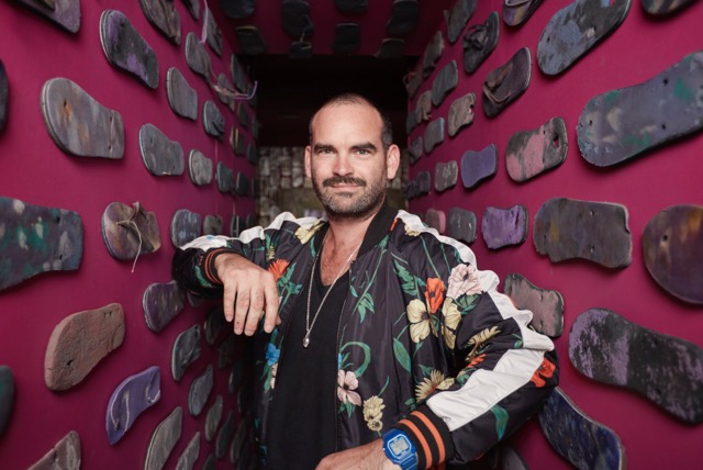 James Ostrer at athe opening of solo exhibition Johnny Just Came