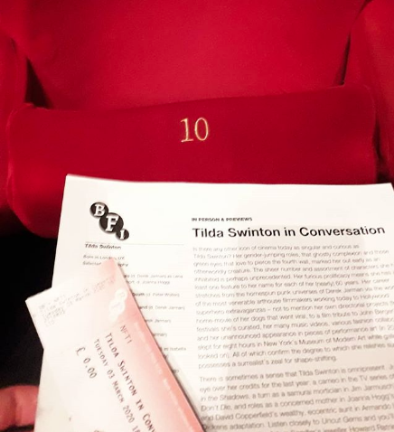 Tilds Swinton Cinema Seat BFI